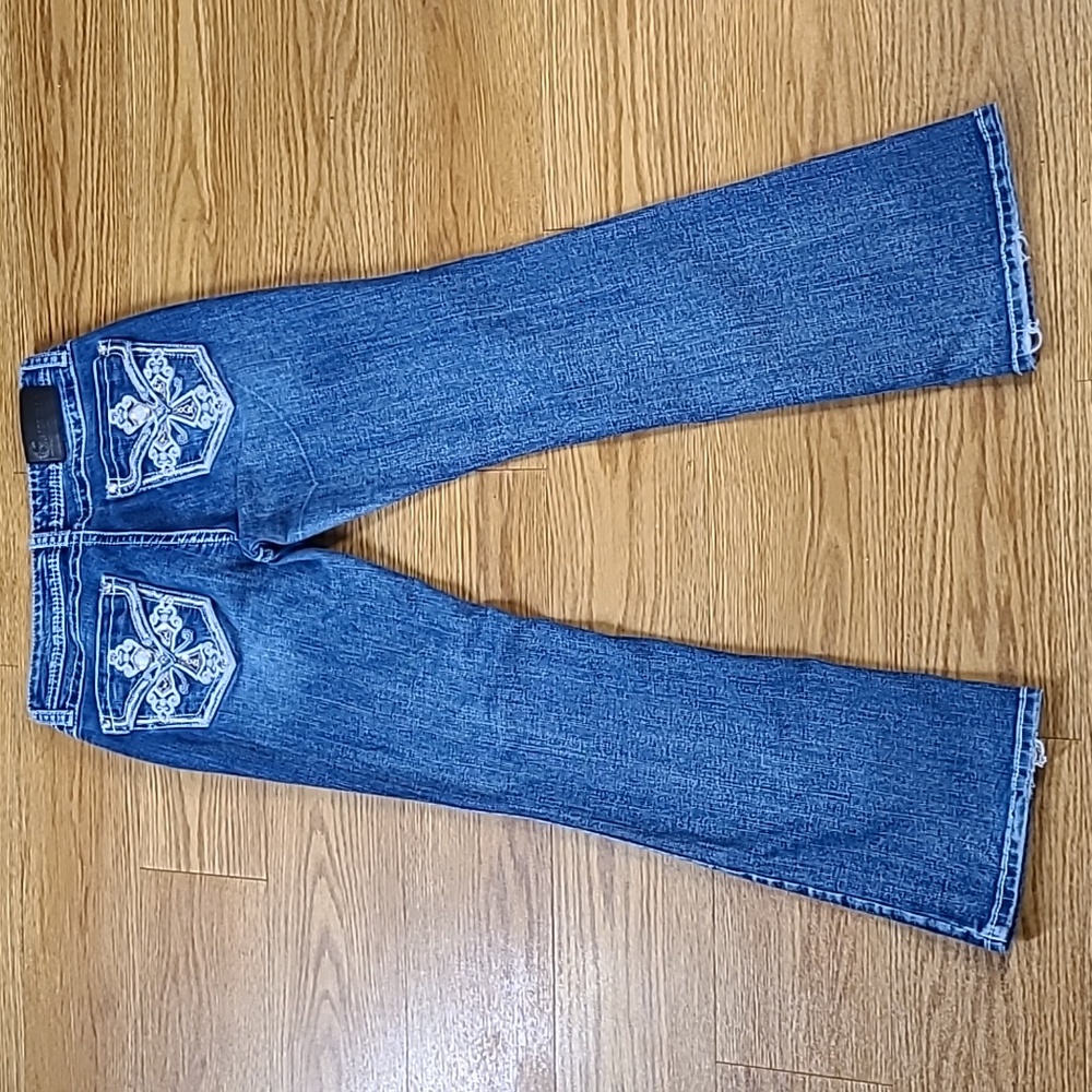 GRACE in LA 29x29 BOOTCUT PRE-OWNED DARK WASH WOMENS GIRLS DENIM BLUE JEANS - Picture 5 of 8
